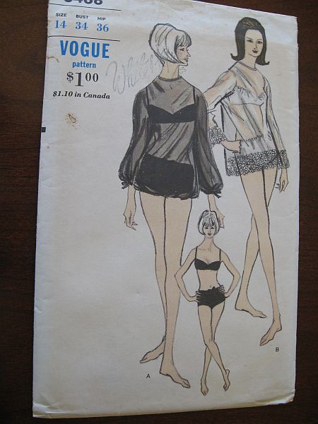 Vintage 60s Vogue 6468 Bathing Suits Swimsuits and Cover Ups sz 14 B34 UNCUT